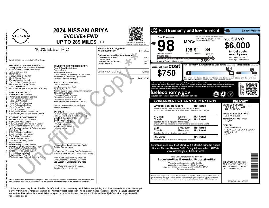 Used 2024 Nissan ARIYA Evolve+ with VIN JN1BF0BAXRM430222 for sale in Olympia, WA