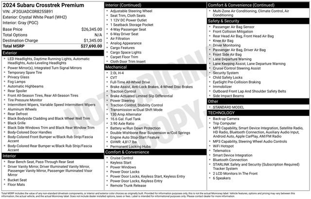 Used 2024 Crystal White Pearl Subaru Premium image 2