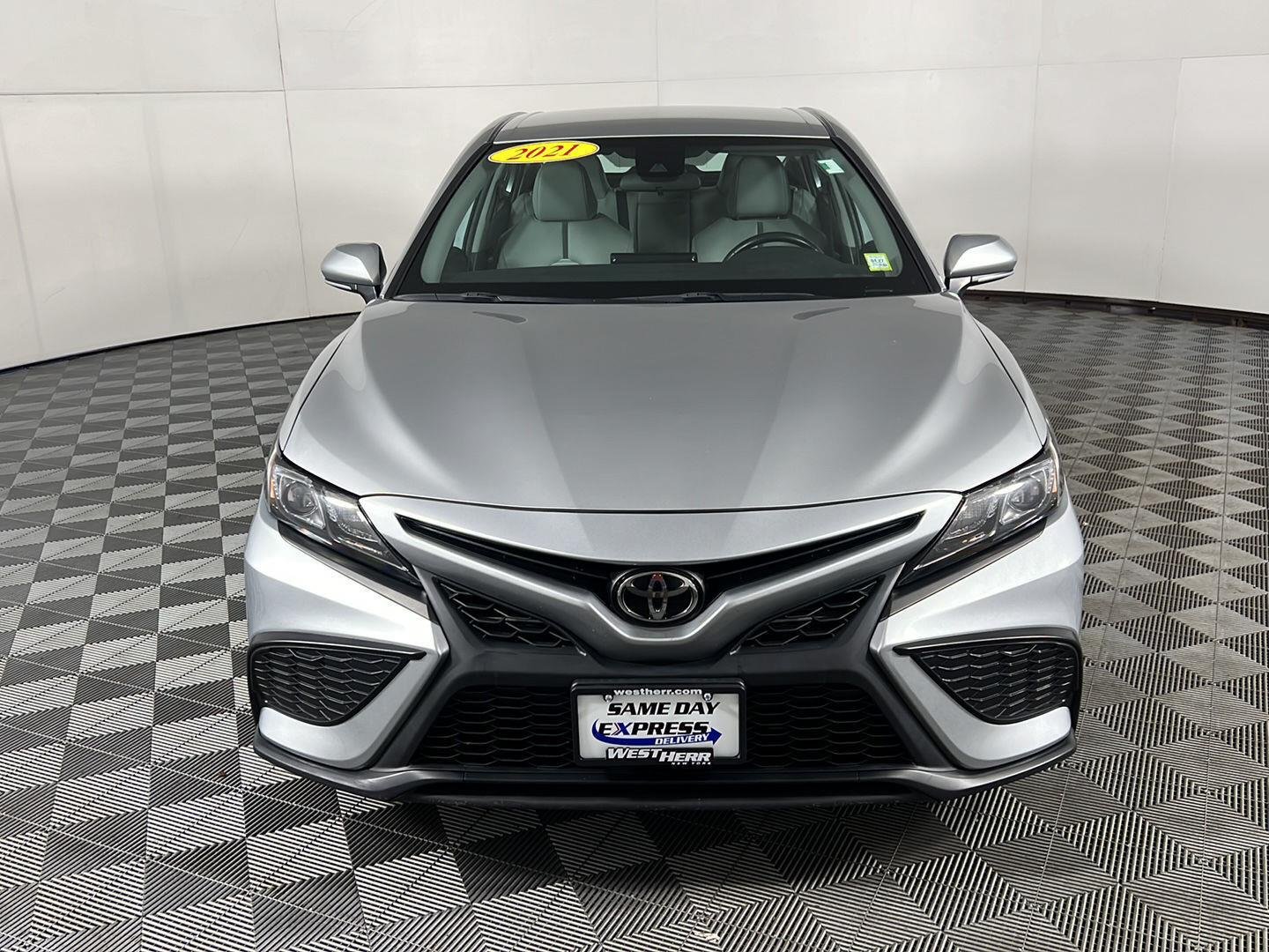 Used 2021 Celestial Silver Metallic Toyota SE image 2