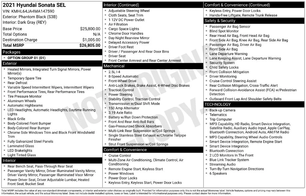 Used 2021 Black Hyundai SEL image 2