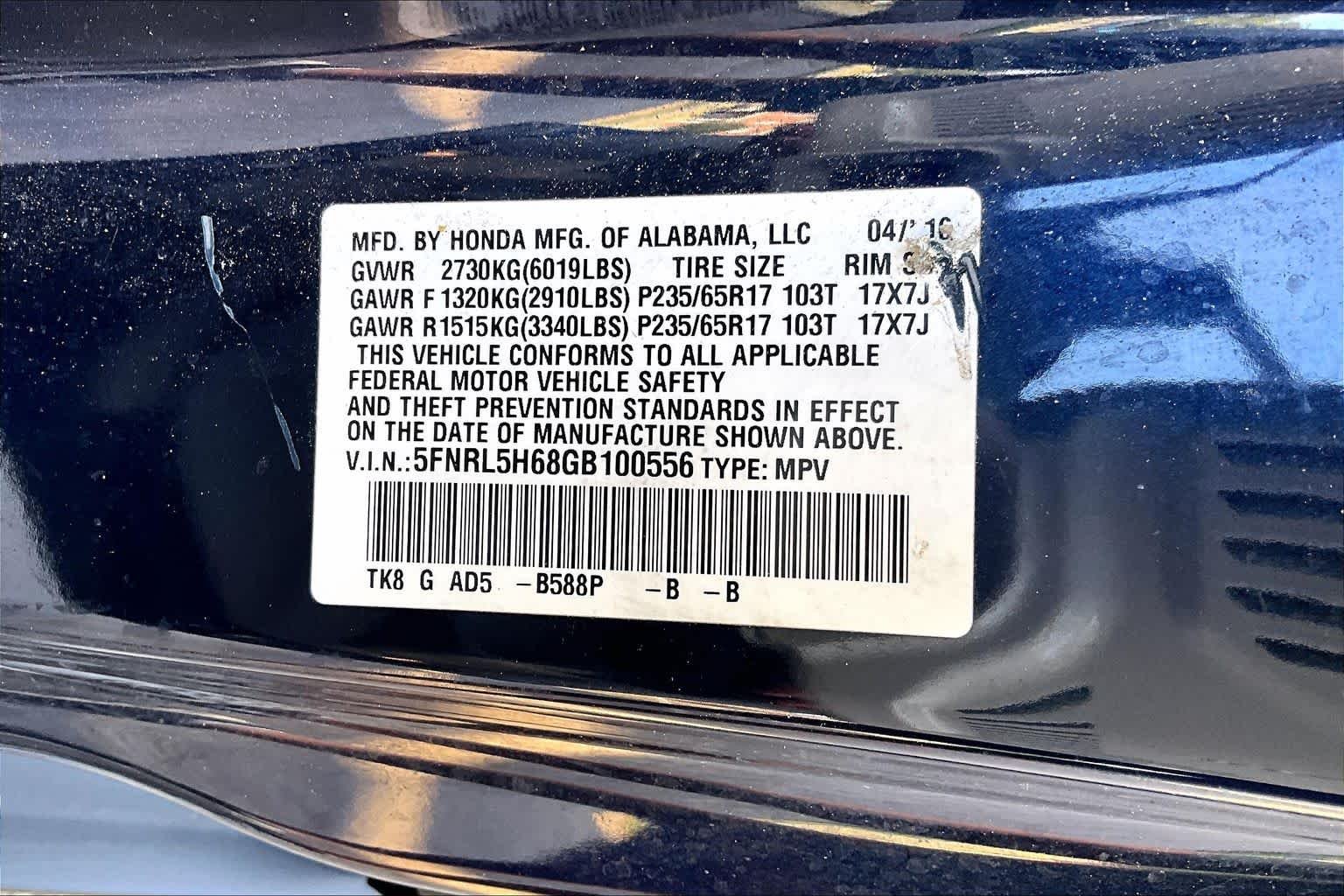 Used 2016 Obsidian Blue Pearl Honda EX-L image 34