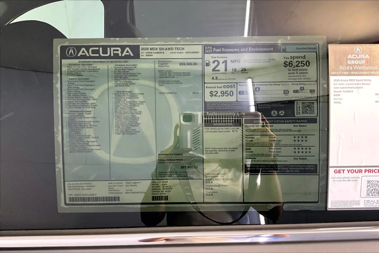 New 2026 Liquid Carbon Metallic Acura With Technology Package image 19