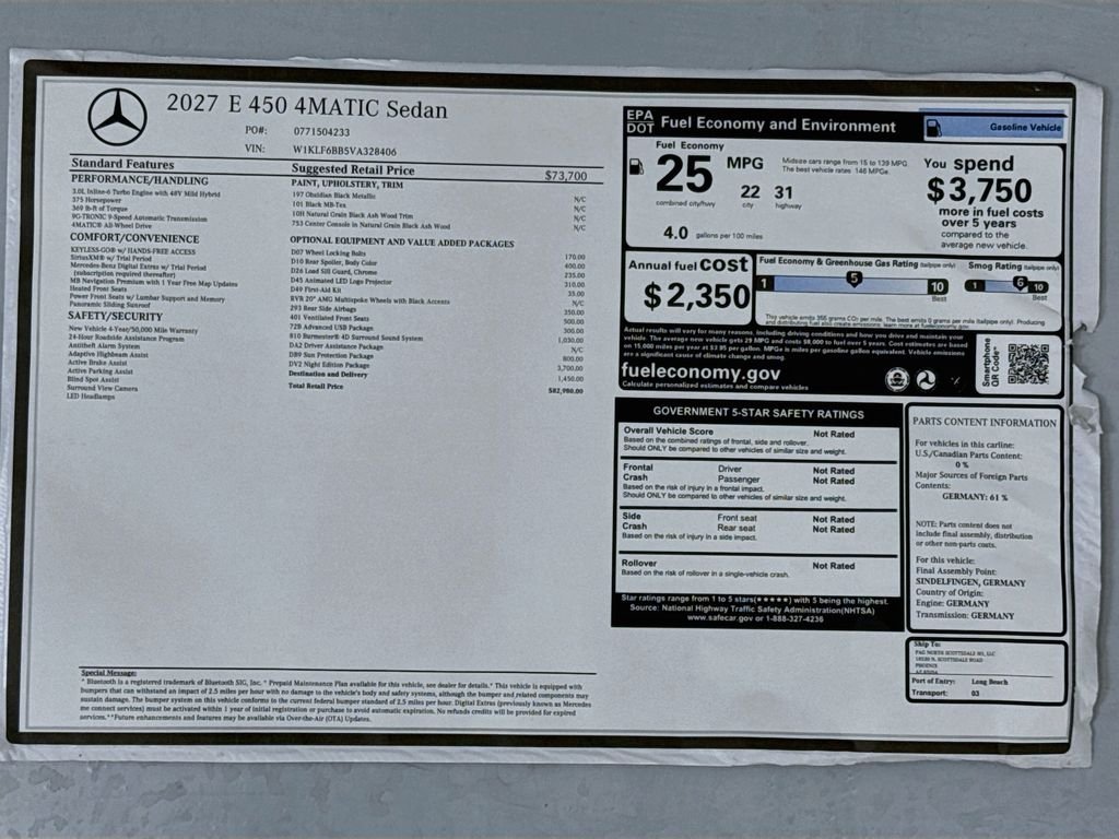 New 2027 Obsidian Black Metallic Mercedes-Benz E 450 image 9