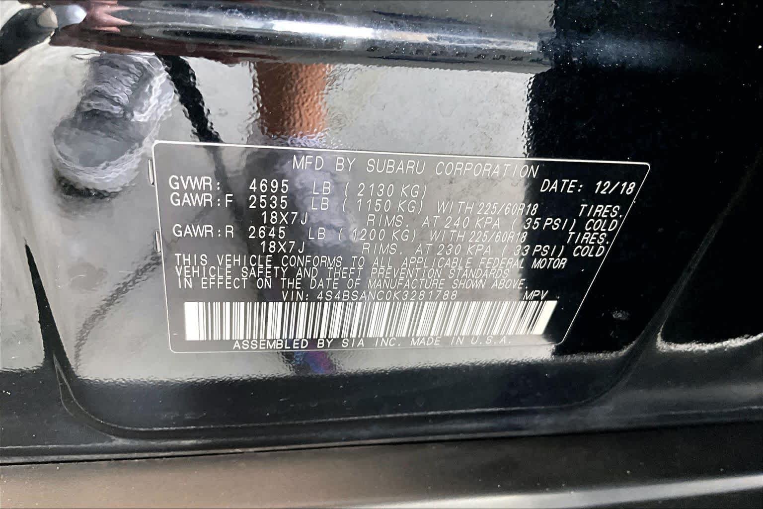 Used 2019 Crystal Black Silica Subaru Limited image 33