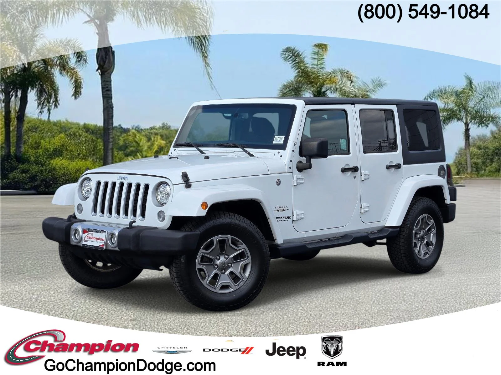 Used 2018 Bright White Clearcoat Jeep Sahara 4x4 image 1