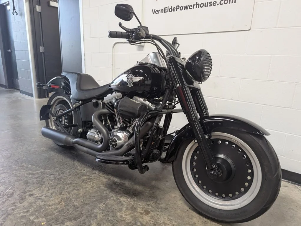 Used 2015 VIVID BLACK Harley-Davidson® FLSTFB - Fat Boy Lo image 2