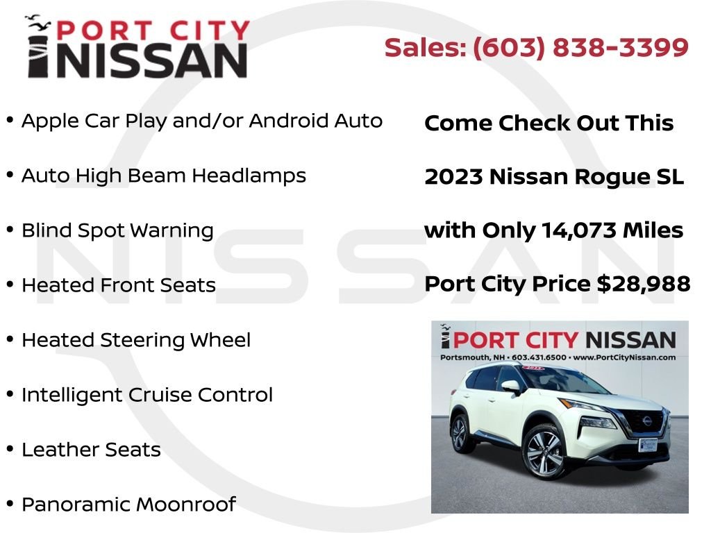 Used 2023 Pearl White Nissan SL premium w/heated leather seats & pano roof image 15