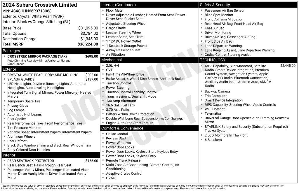 Used 2024 White Subaru Limited image 1