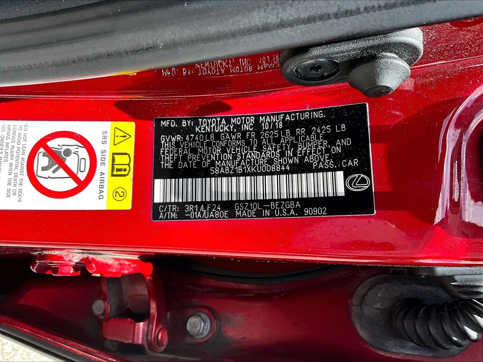 Used 2019 Red Lexus ES 350 F SPORT image 30