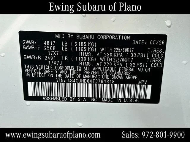 New 2026 CRYSTAL WHITE PEARL Subaru Premium image 33