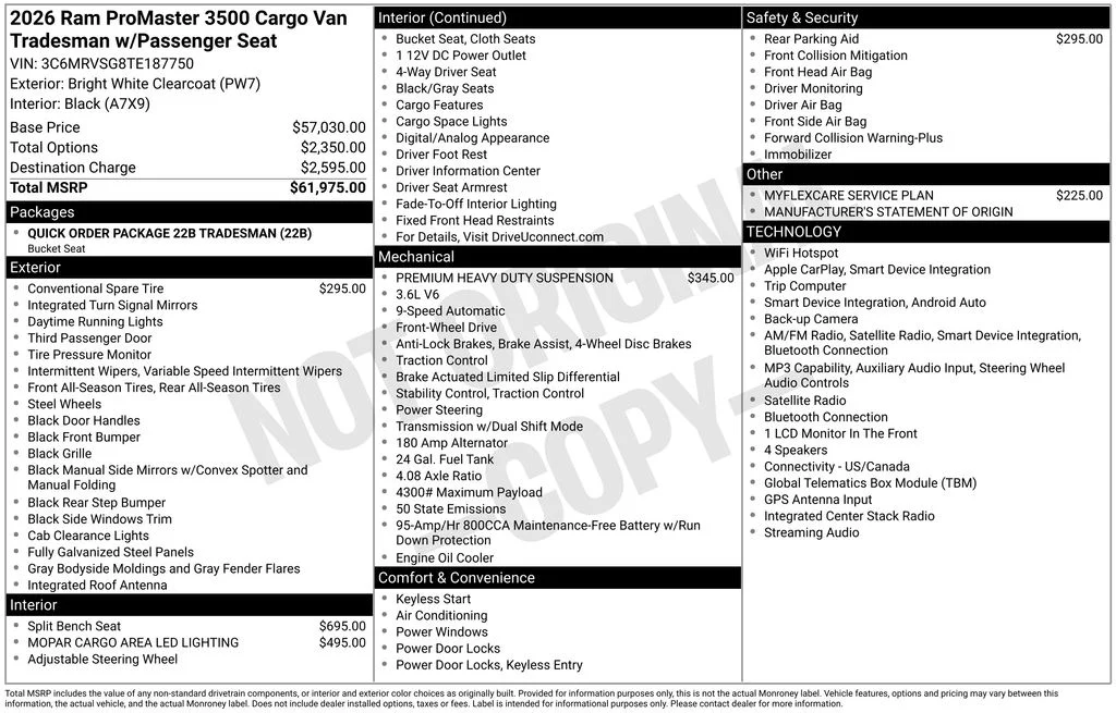 New 2026 Bright White Clearcoat RAM Super High Roof image 9
