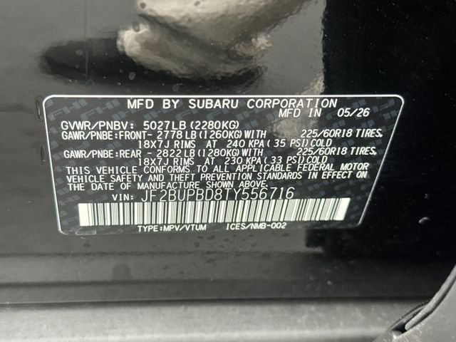 New 2026 CRYSTAL BLACK SILICA Subaru Premium image 36