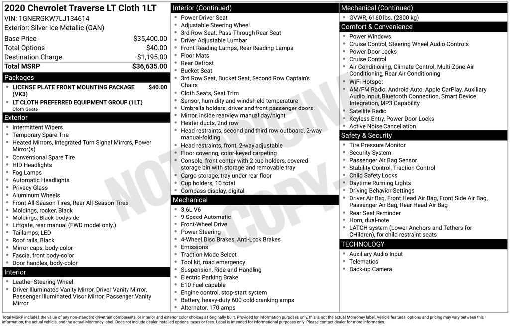 Used 2020 Silver Ice Metallic Chevrolet LT image 2
