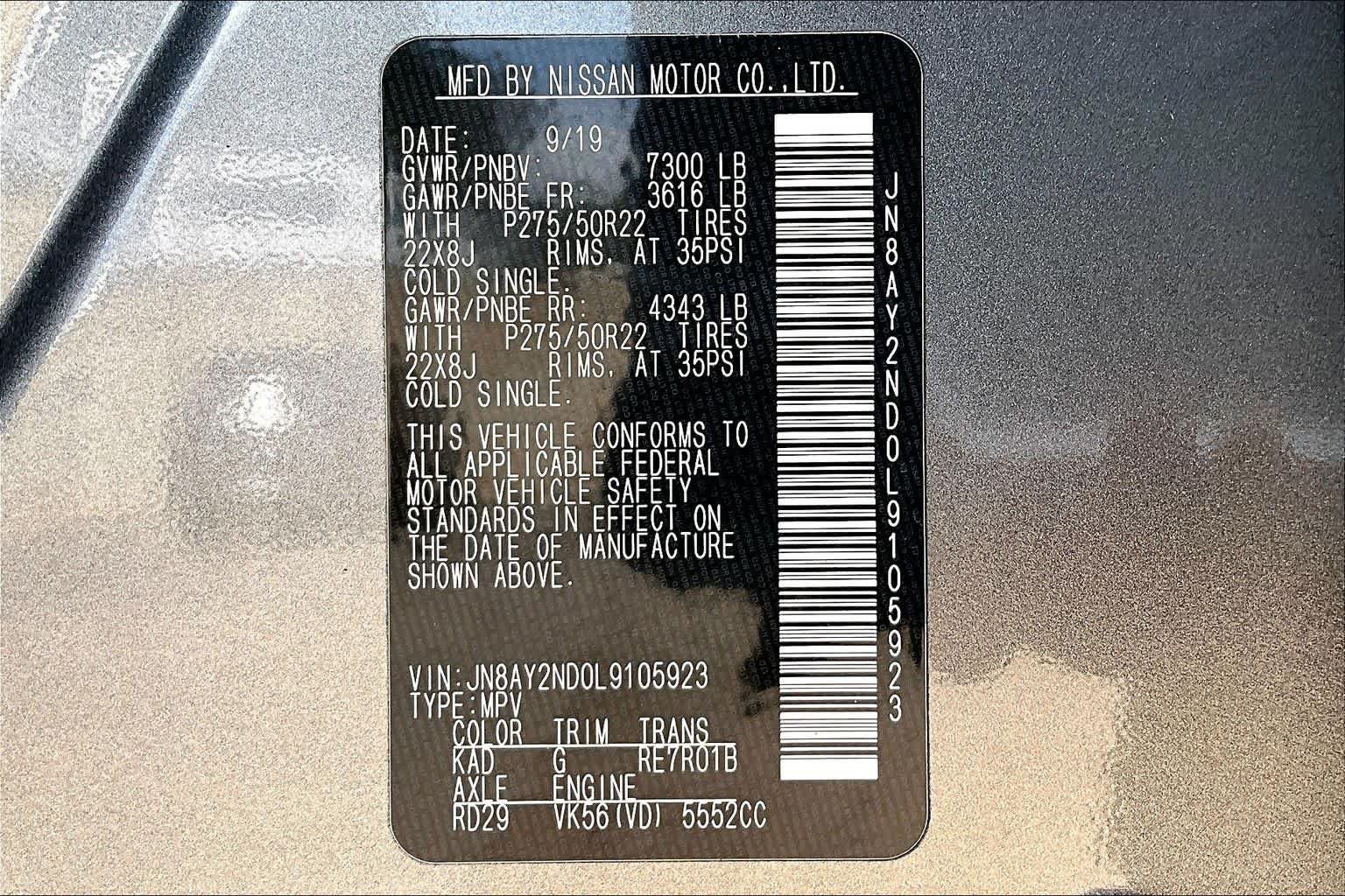 Certified Used 2020 Gun Metallic Nissan Platinum image 34