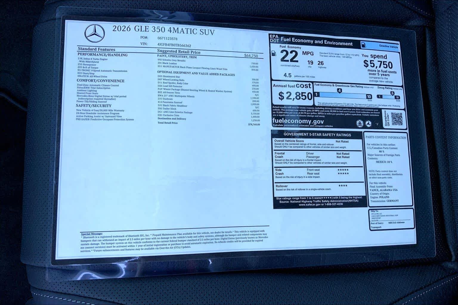 New 2026 Selenite Grey Metallic Mercedes-Benz GLE 350 image 16