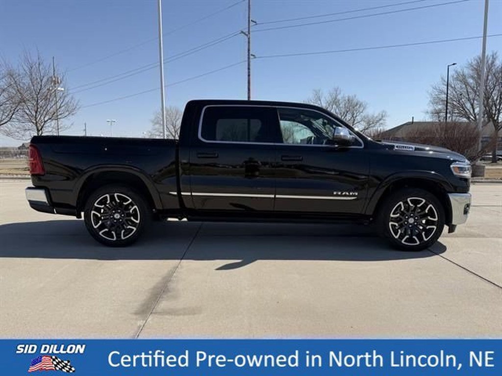 Used 2025 Diamond Black Crystal Pearl Coat Ram Limited Longhorn image 3