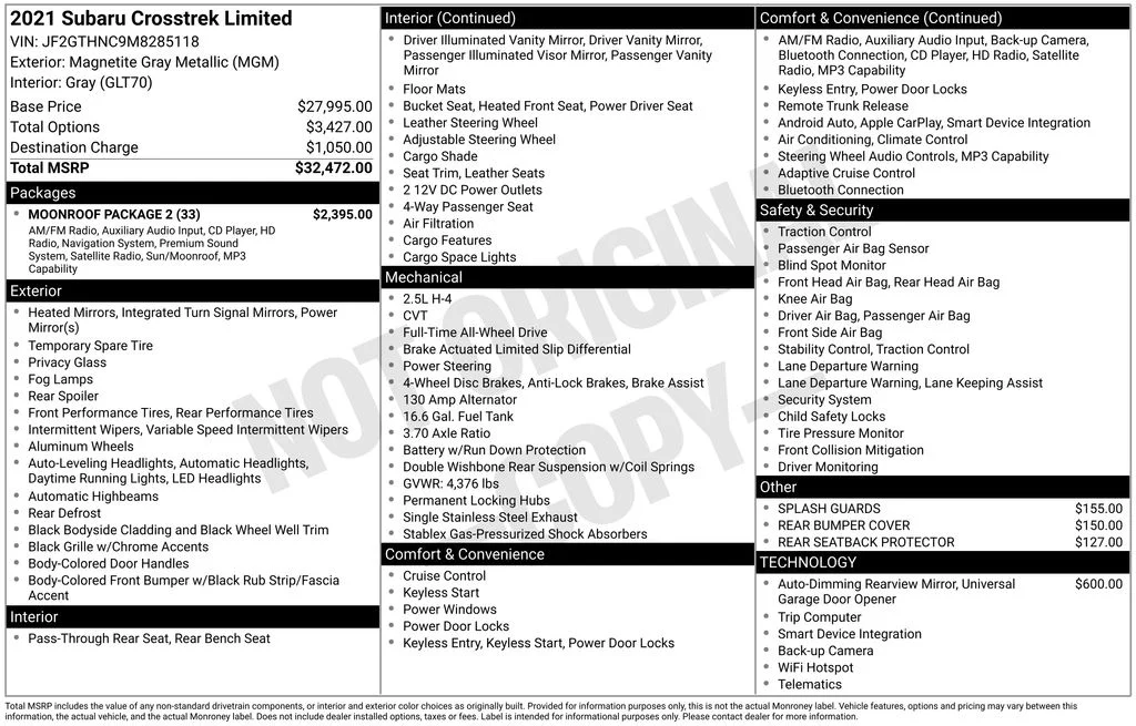 Certified Used 2021 Gray Subaru Limited image 7
