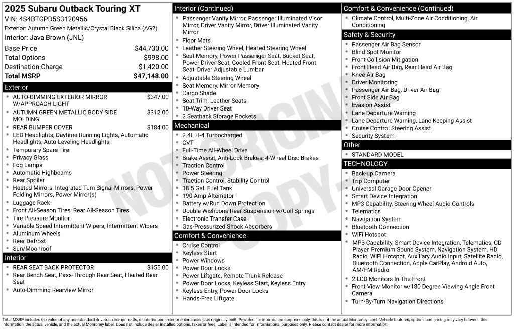 Used 2025 Green Subaru Touring XT image 29