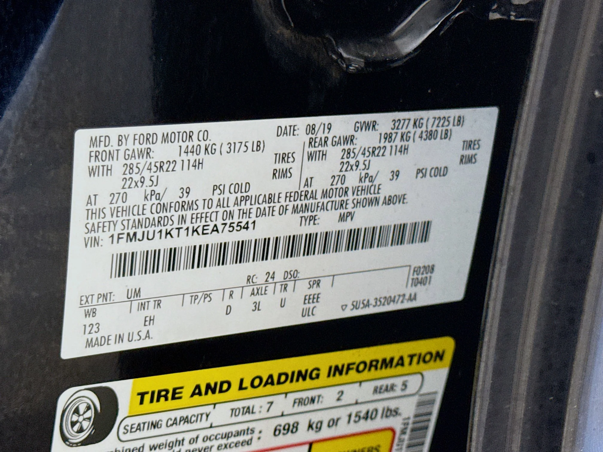 Used 2019 Agate Black Metallic Ford Limited image 36