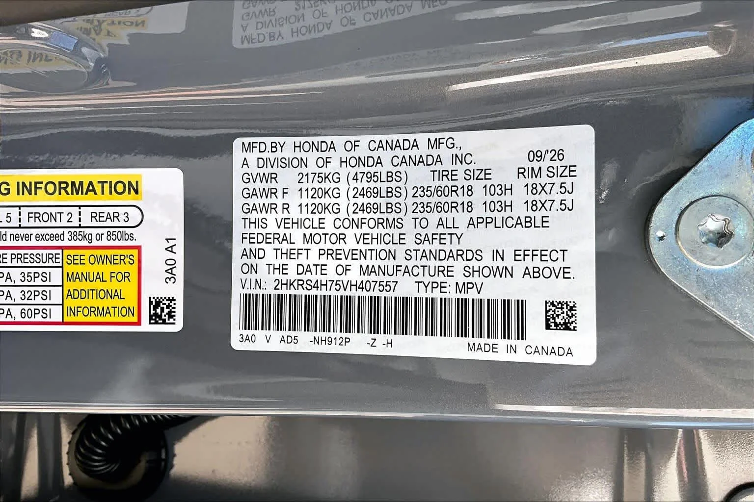 New 2027 Urban Gray Pearl Honda EX-L image 19