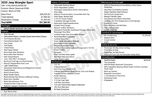 Used 2020 Black Clearcoat Jeep Sport image 16
