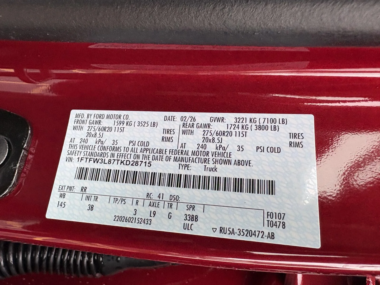 New 2026 Ruby Red Metallic Tinted Clearcoat Ford XLT image 18