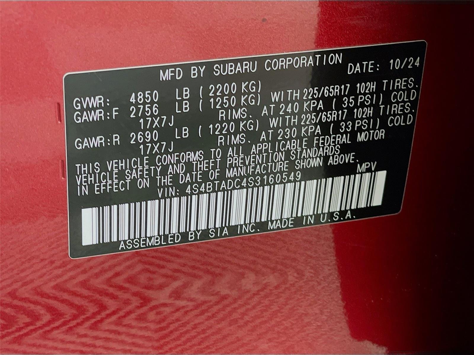 Certified Used 2025 Crimson Red Pearl Subaru Premium image 35