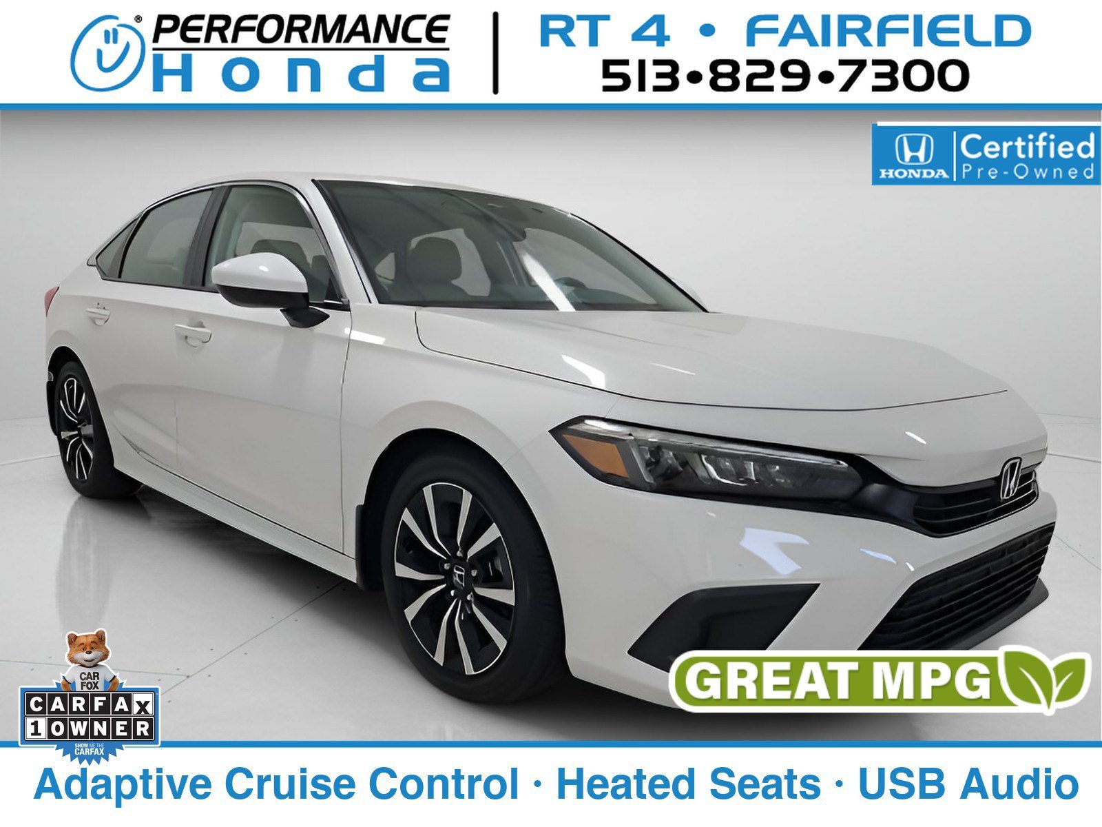 Certified Used 2024 Platinum White Pearl Honda 1.5T 4D EX image 36