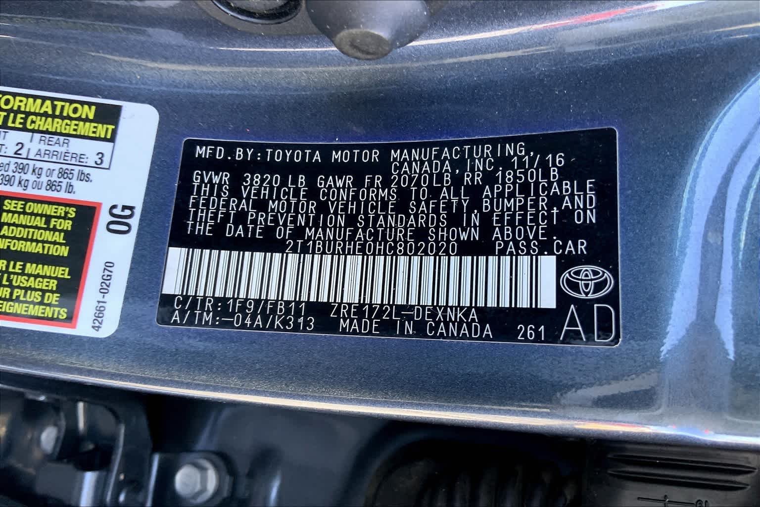 Used 2017 Slate Metallic Toyota LE image 32