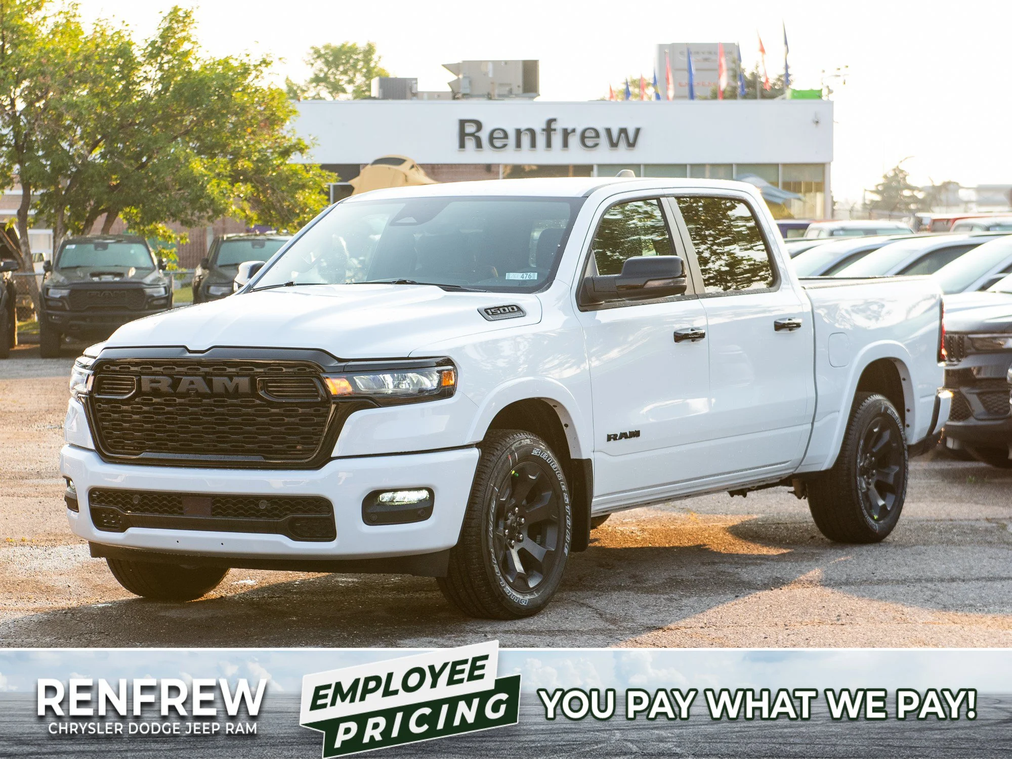 New 2026 White RAM Big Horn Night* Crew Cab 4x4, Level 2 Equipment Group, 3.92 Rear Axle image 1