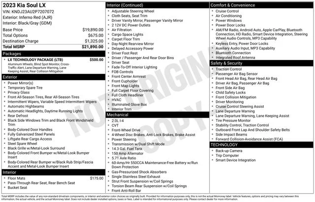 Used 2023 Red Kia LX image 28