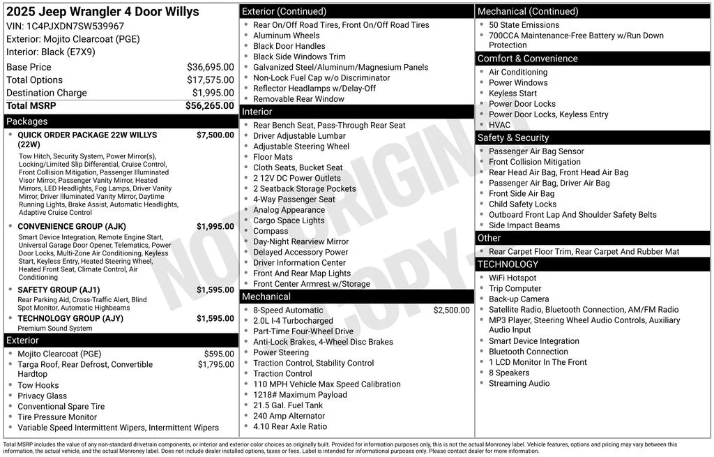 Used 2025 Jeep Wrangler 4-Door Willys with VIN 1C4PJXDN7SW539967 for sale in Elk River, Minnesota