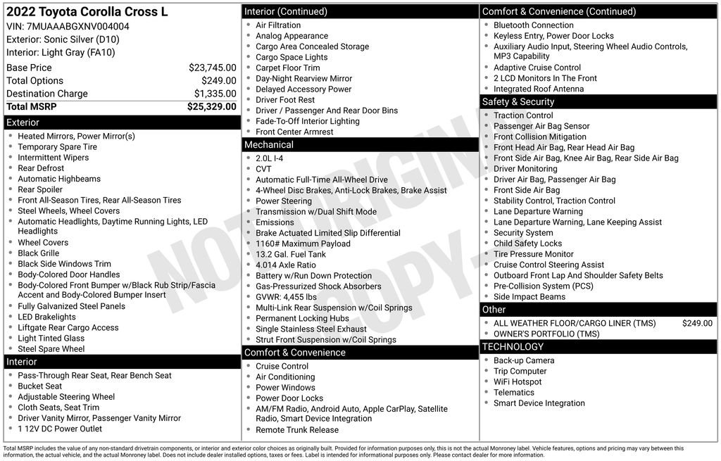Certified Used 2022 Sonic Silver Toyota L image 3