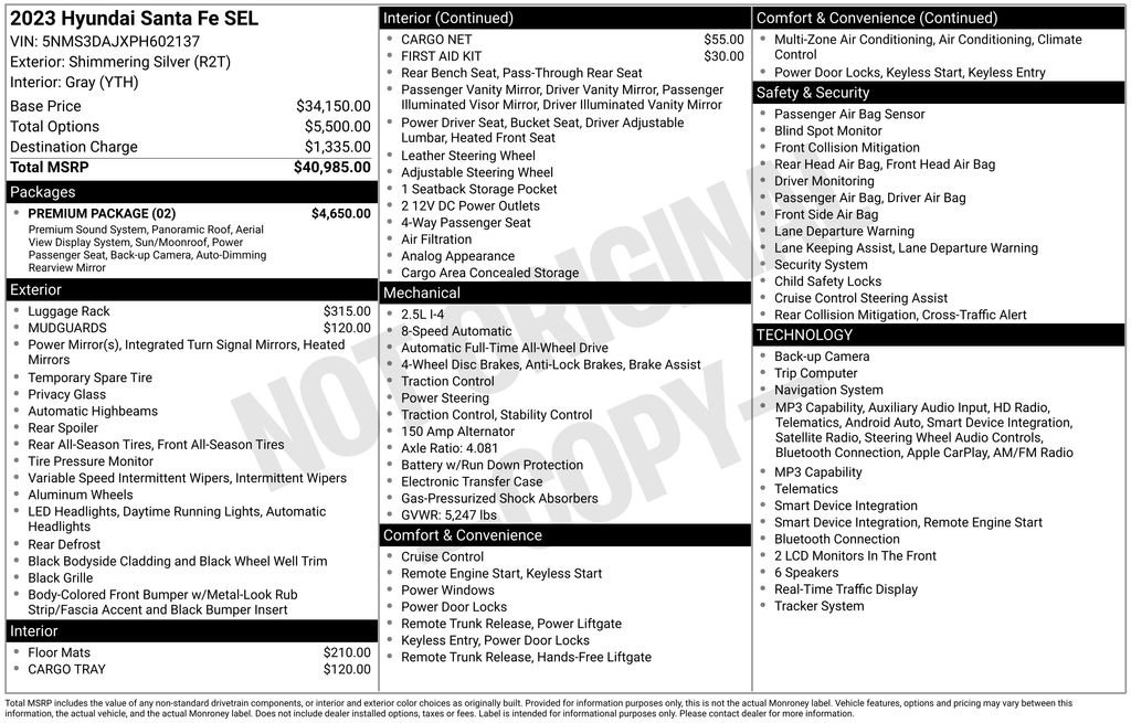 Used 2023 Shimmering Silver Pearl Hyundai SEL image 13
