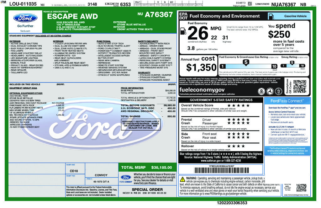Used 2022 Blue Ford SEL image 27