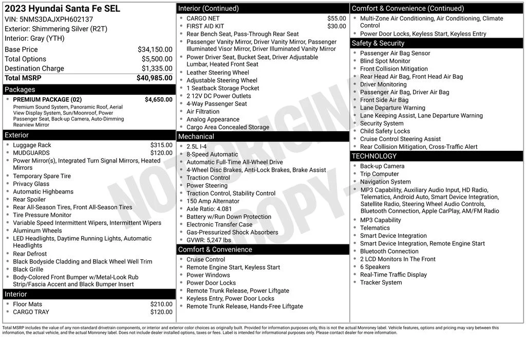 Used 2023 Shimmering Silver Pearl Hyundai SEL image 13