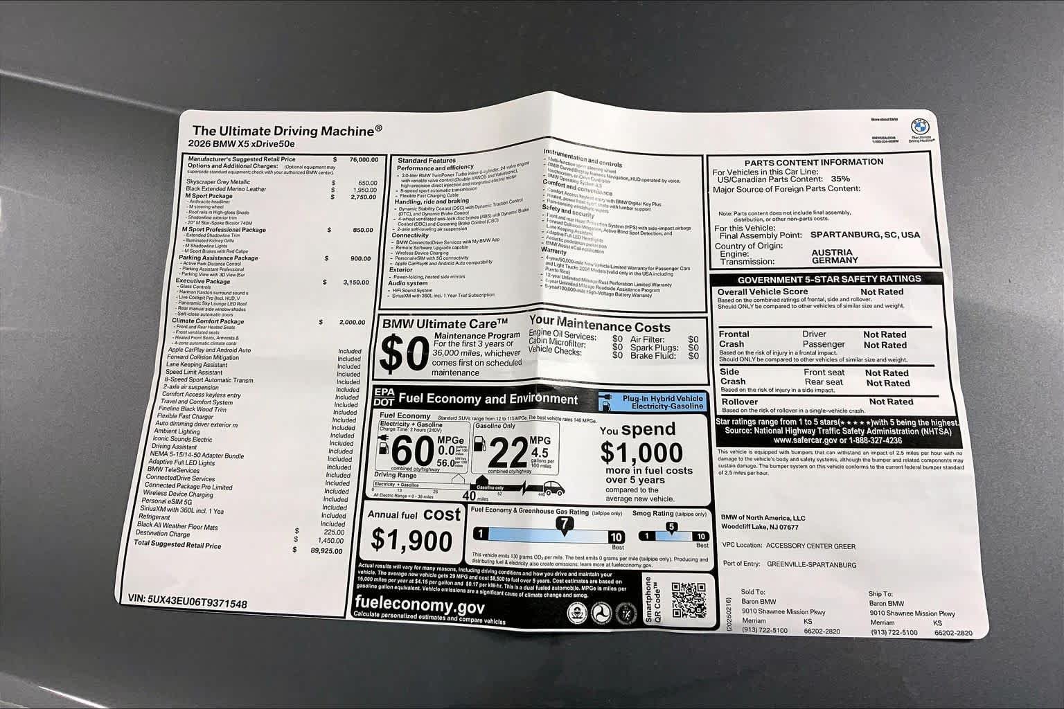 New 2026 Skyscraper Grey Metallic BMW xDrive50e image 22