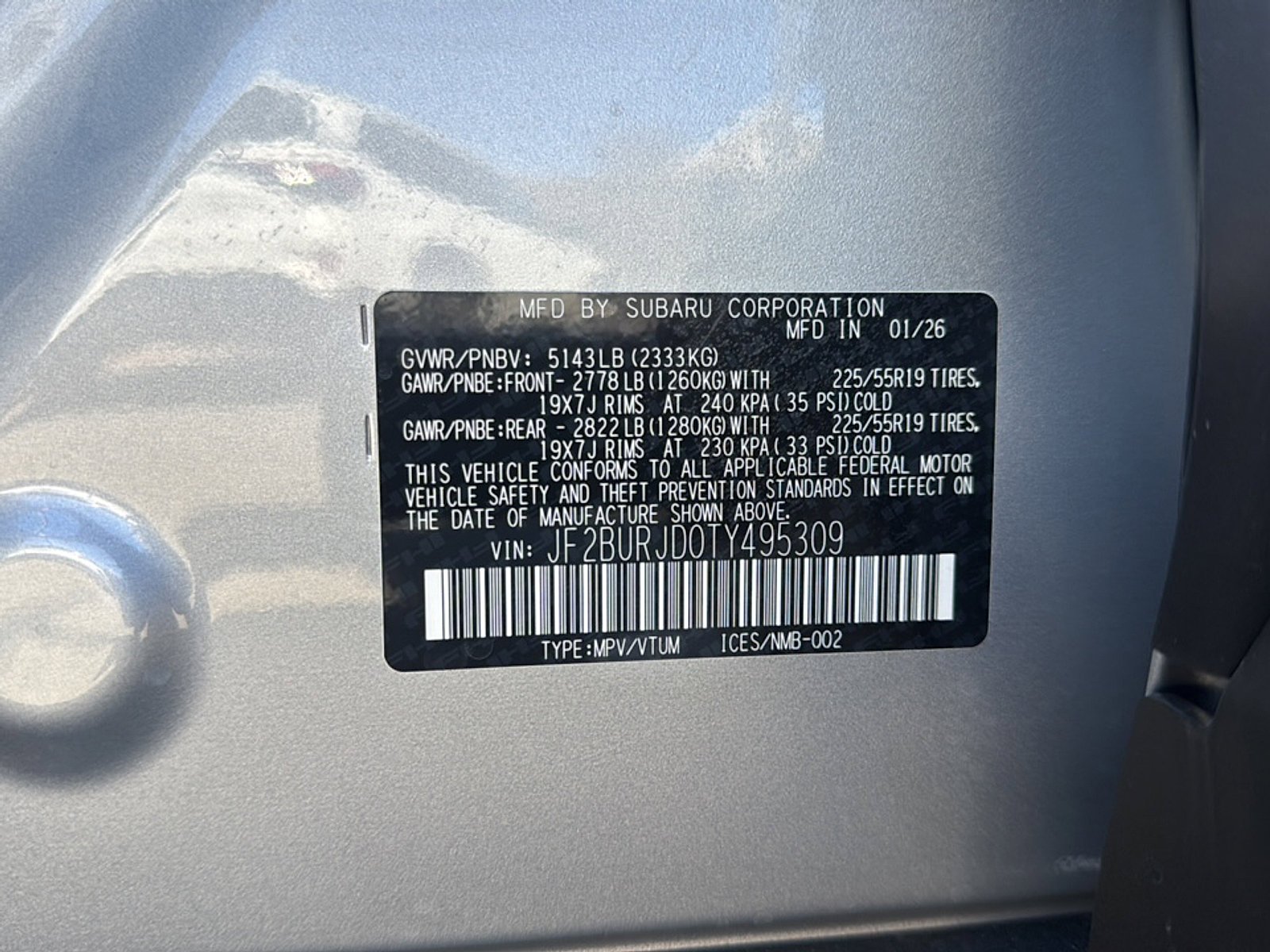 New 2026 ICE SILVER METALLIC Subaru Touring XT image 15