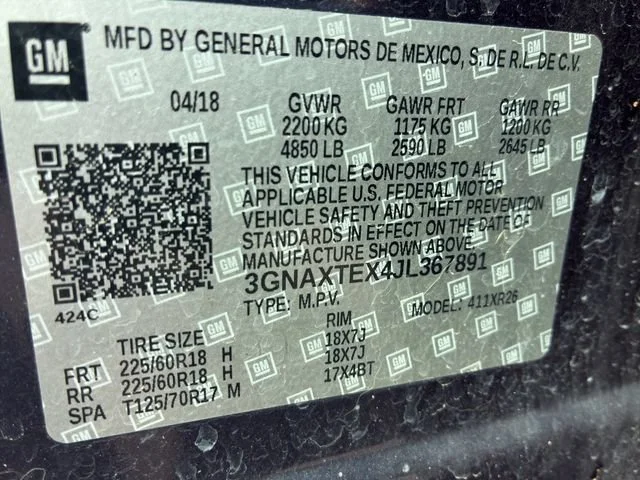 Certified Used 2018 STORM BLUE METALLIC Chevrolet LT image 14