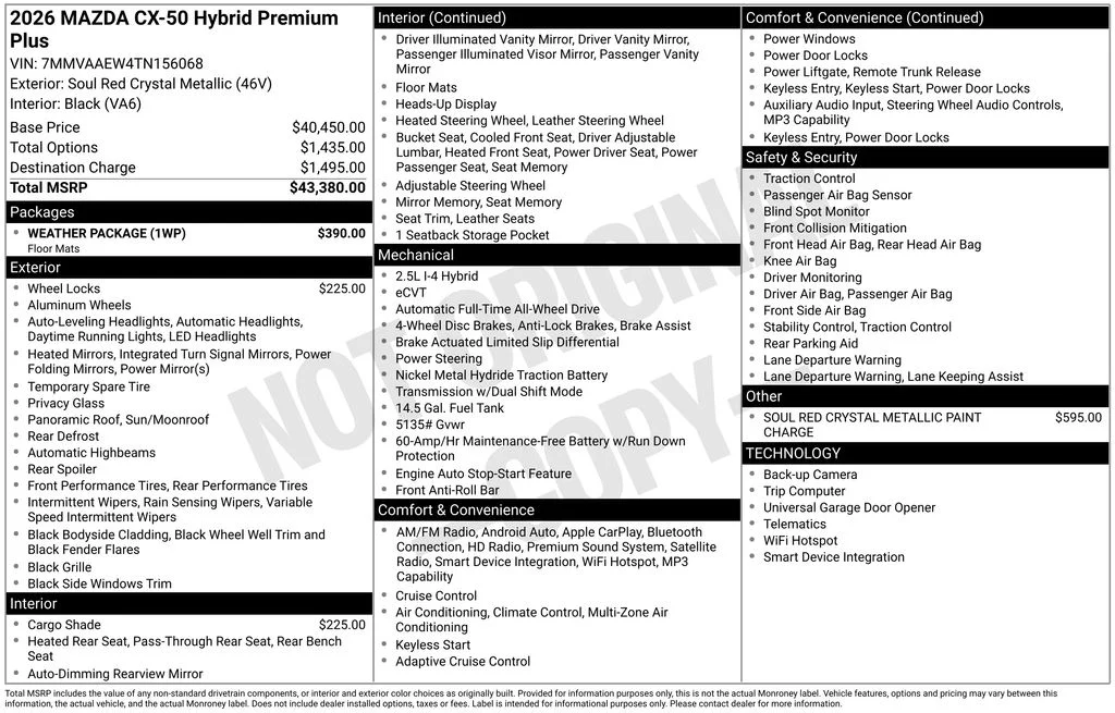 New 2026 Soul Red Crystal Metallic Mazda Premium Plus image 2