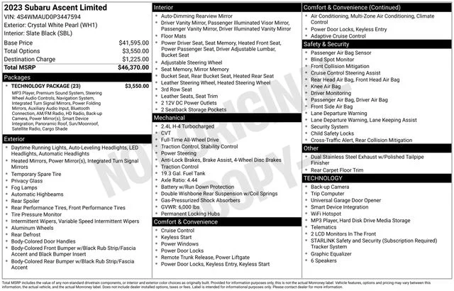 Used 2023 White Subaru Limited image 2