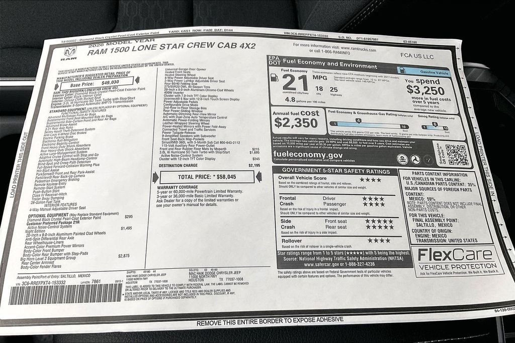 New 2026 Ram 1500 Big Horn/Lone Star 4D Crew Cab
