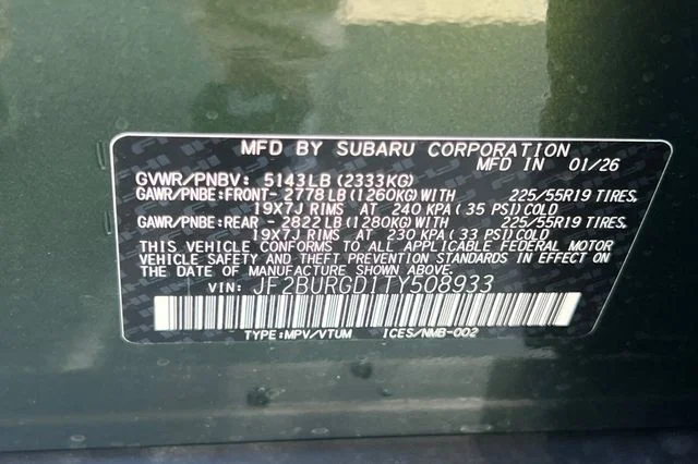 New 2026 DEEP EMERALD GREEN PEARL Subaru Limited XT image 25