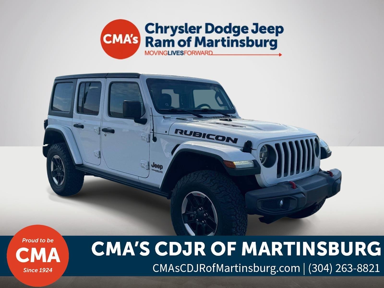Used 2020 Bright White Clearcoat Jeep Rubicon image 1