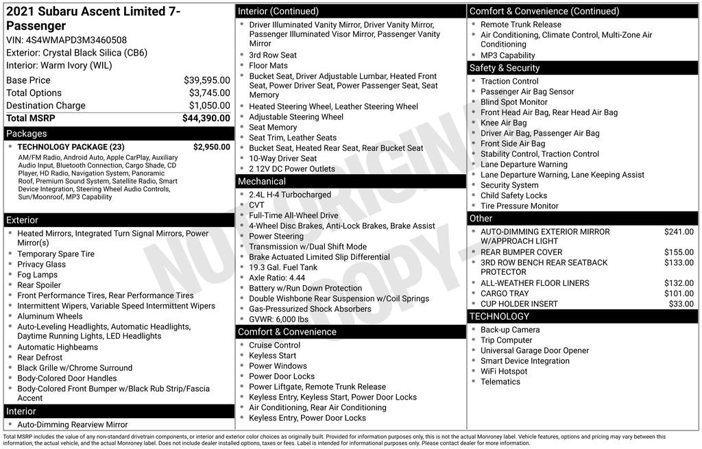 Used 2021 Black Subaru Limited image 9