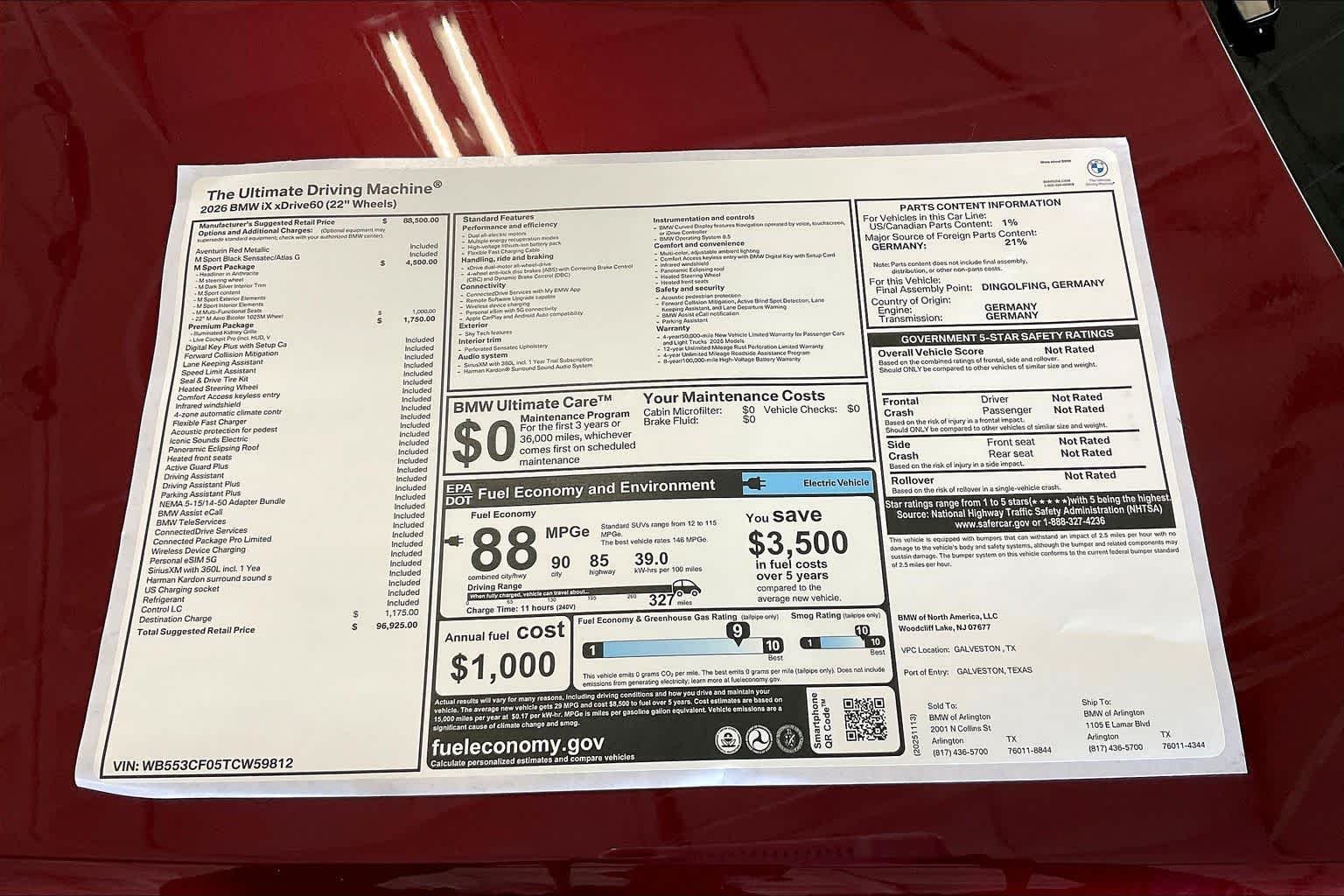 Used 2026 Aventurin Red Metallic BMW xDrive60 image 17