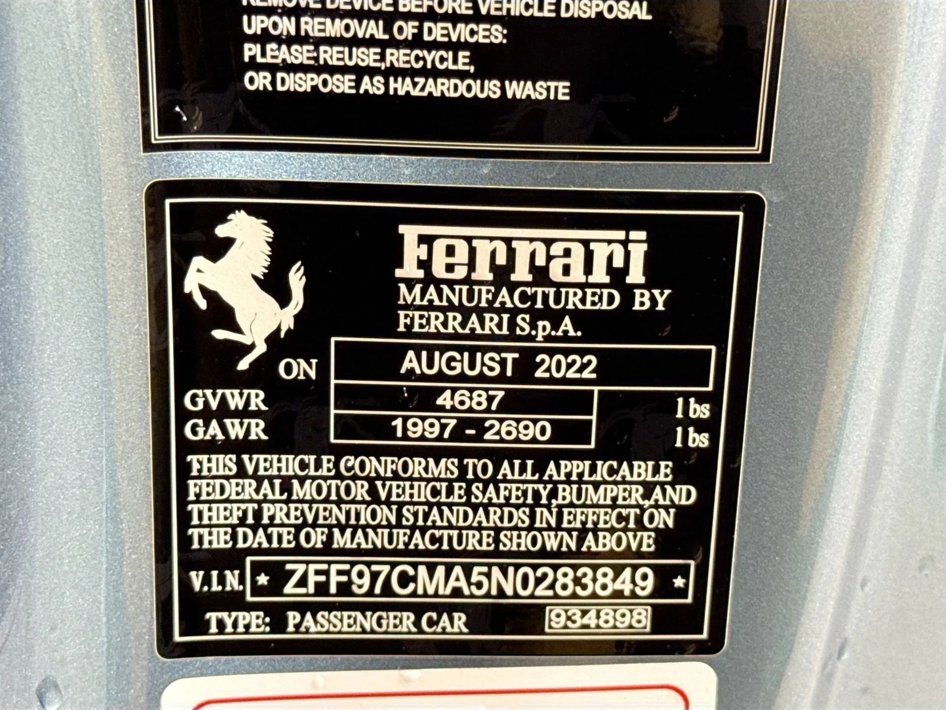 Certified Used 2022 Azzurro Met Ferrari Base image 27