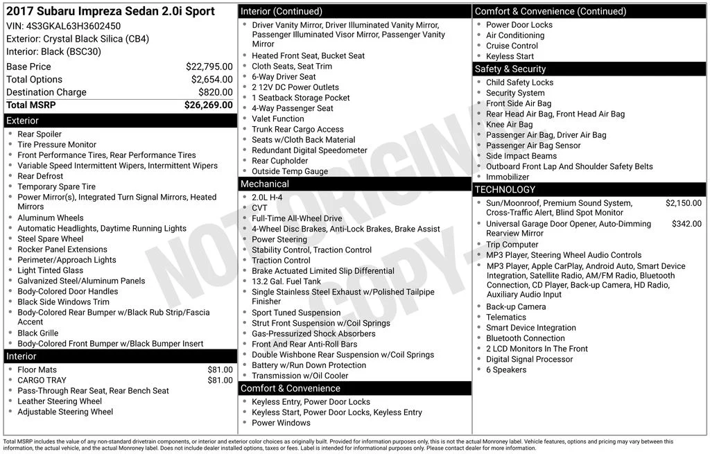 Used 2017 Black Subaru 2.0i Sport image 24