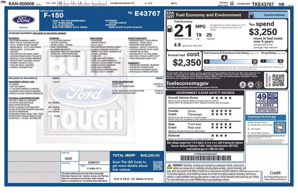 New 2026 Oxford White Ford XL image 2