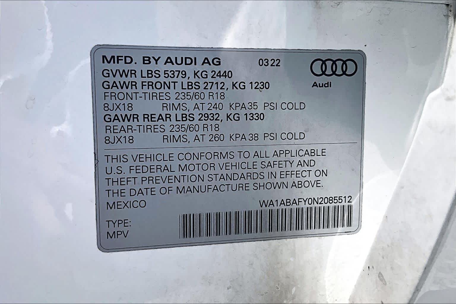Used 2022 Glacier White Metallic Audi Premium image 32